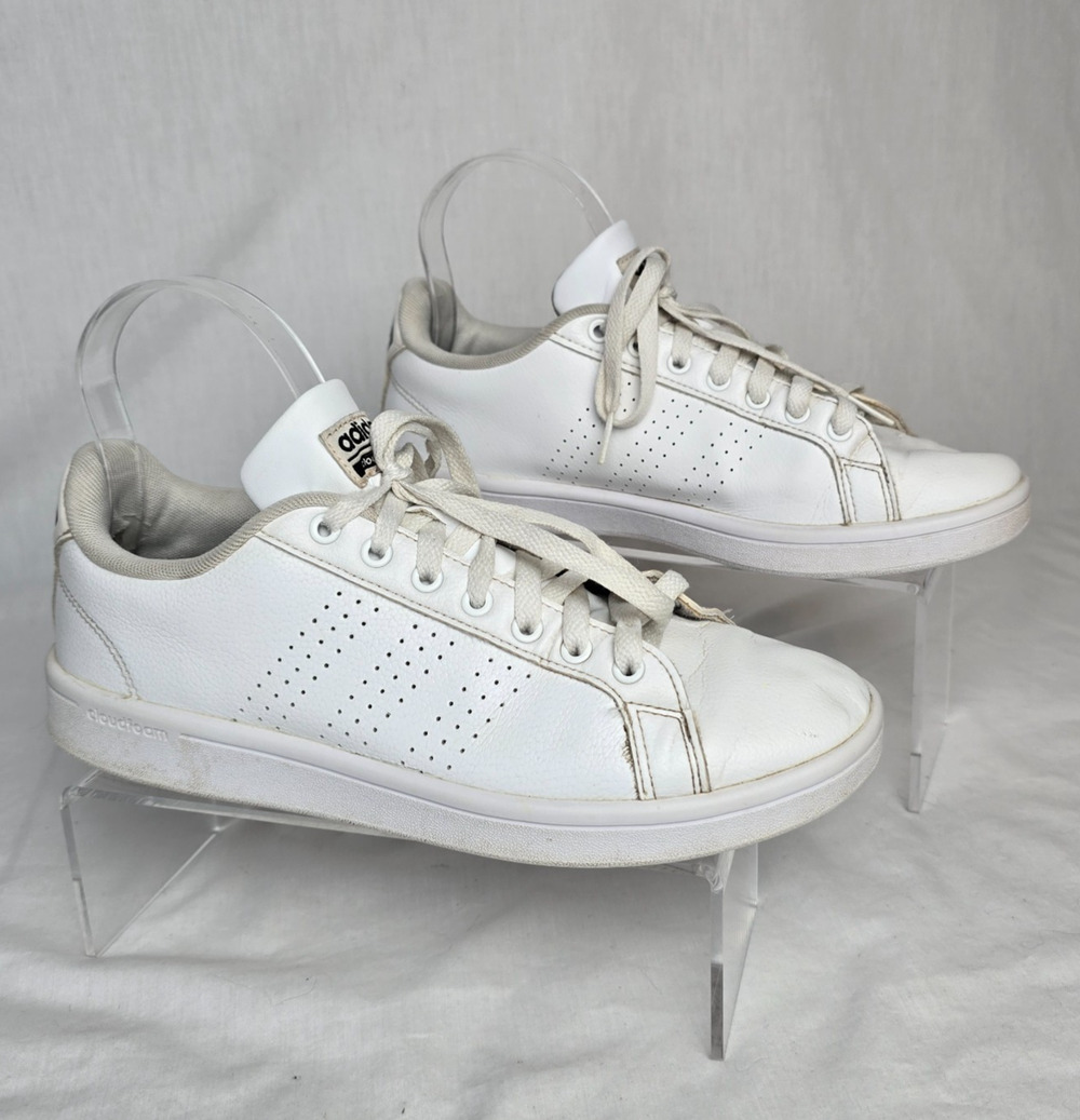 Adidas Cloudfoam Sneakers Women's Size 8 White Black Logo HWA 1Y3001